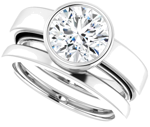 Sužadėtuvių Žiedas „Bezel-Set Solitaire“ 14k white gold Round 8.2mm (10)