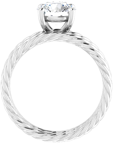 Sužadėtuvių Žiedas „Solitaire Rope“ 14k white gold Round 7.4mm (7)