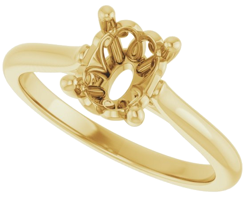 14K Yellow 8x6 mm Oval Solitaire Engagement Ring Mounting (5)