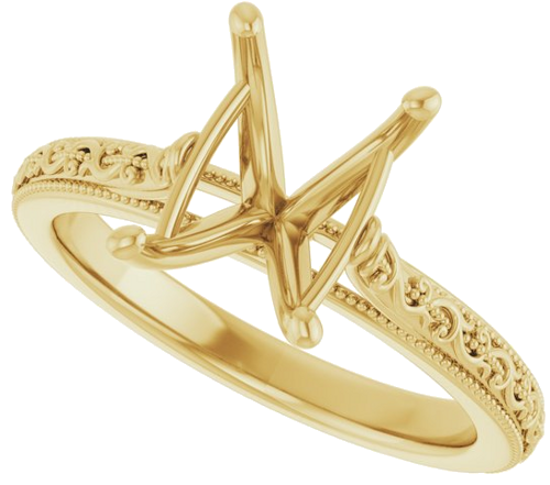 Sužadėtuvių Žiedas „Solitaire Sculptural“ 14k yellow gold Emerald 9mm x 7mm (5)