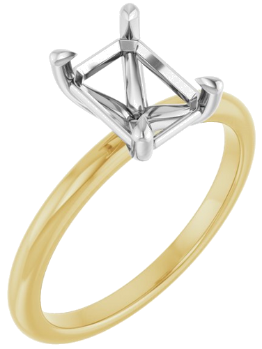 Sužadėtuvių Žiedas „Claw-Prong“ 14k yellow gold & platinum Emerald 8mm x 6mm (1)