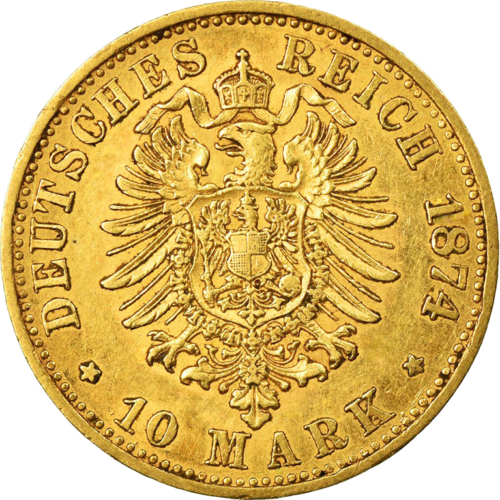 10 Markių Wilhelmas I auksinė moneta 1874-1888 Vokietijos imperija (2)