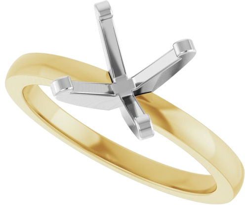 14K Yellow White 7.8-8.6 mm Round Solitaire Engagement Ring Mounting (5)
