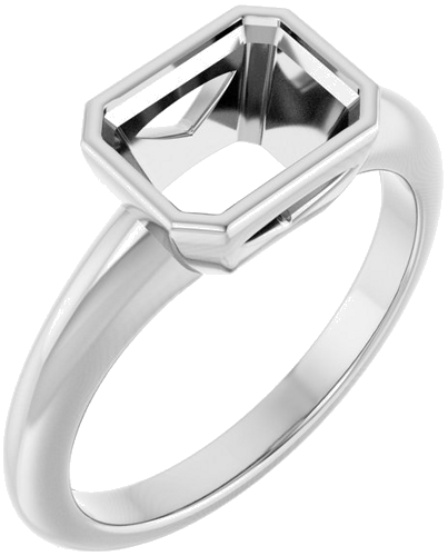 Sužadėtuvių Žiedas „Bezel-Set Solitaire“ 14k white gold Emerald 8mm x 6mm (1)