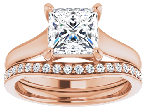 14K Rose 6.5 mm Square Solitaire Engagement Ring Mounting (8)