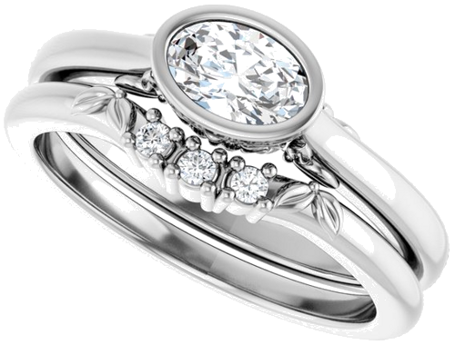 Sužadėtuvių Žiedas „Bezel-Set“ 925 Sidabro Oval 6mm x 4mm (10)