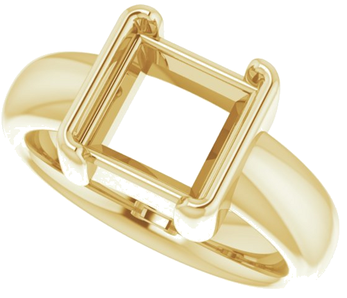 Sužadėtuvių Žiedas „Half-Bezel Solitaire“ 14k yellow gold Square 8mm (5)