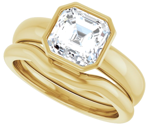 Sužadėtuvių Žiedas „Bezel-Set Solitaire“ 14k yellow gold Asscher 7mm (10)