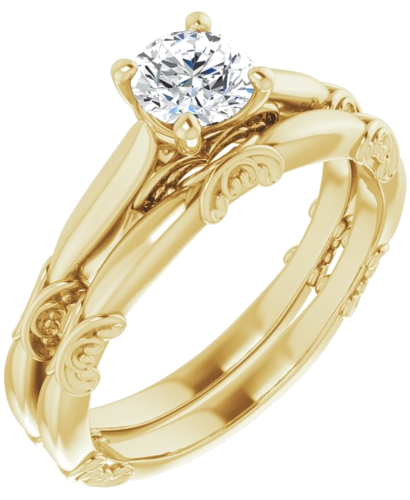 Sužadėtuvių Žiedas „Solitaire Sculptural“ 14k yellow gold Round 5.2mm (6)