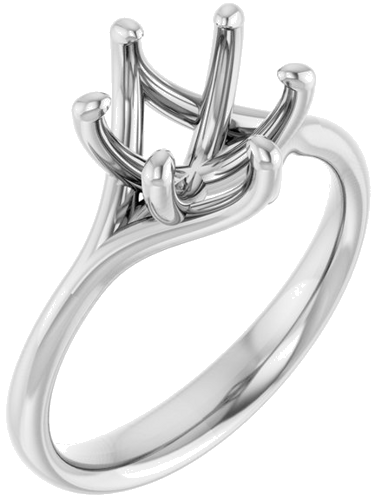 14K White 8 mm Round Engagement Ring Mounting (1)