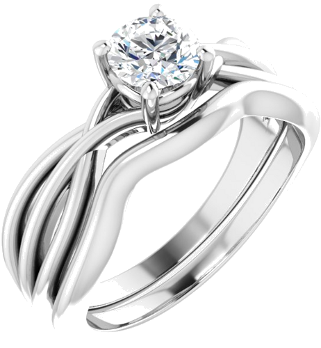 Sužadėtuvių Žiedas „Solitaire“ 14k white gold Round 5.2mm (6)