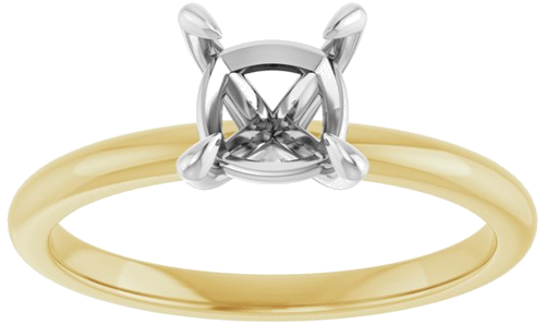 Sužadėtuvių Žiedas „Solitaire“ 14k yellow/white gold Cushion 6mm (3)