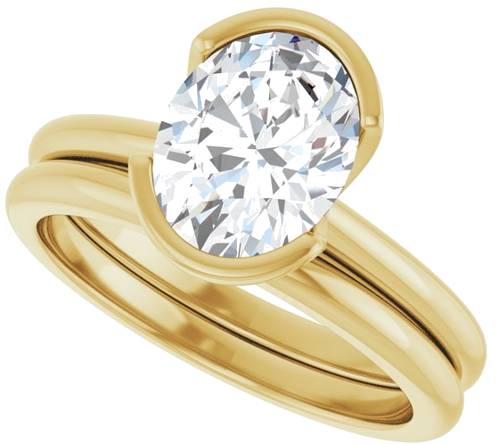 Sužadėtuvių Žiedas „Half-Bezel“ 14k yellow gold Oval 9mm x 7mm (10)