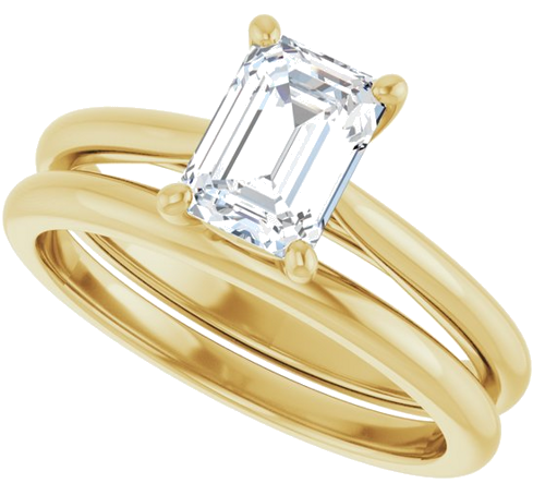 Sužadėtuvių Žiedas „Solitaire“ 585 Geltonojo Aukso Emerald 7mm x 5mm (10)