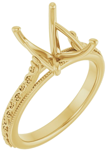 Sužadėtuvių Žiedas „Solitaire Sculptural“ 14k yellow gold Emerald 10mm x 8mm (1)