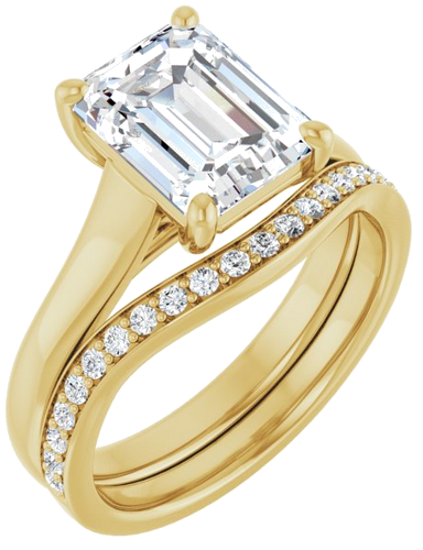 Sužadėtuvių Žiedas „Solitaire“ 585 Geltonojo Aukso Emerald 9mm x 7mm (6)