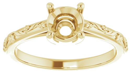 14K Yellow 6 mm Round Solitaire Engagement Ring Mounting (3)