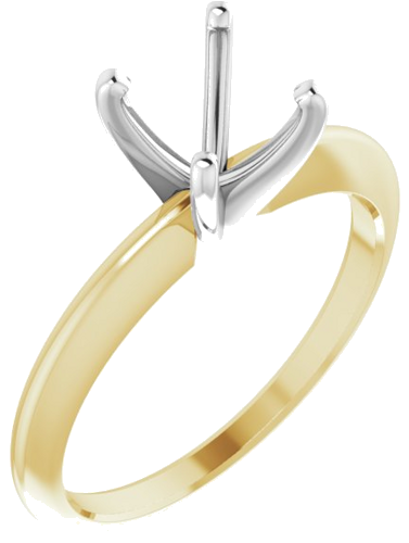 14K Yellow   White 6.6-7.2 mm Round 4-Prong Comfort-fit Solitaire Ring Mounting (1)