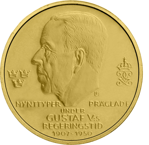 1907-1950 Zviedrija Gustava V zelta medaļa (1)