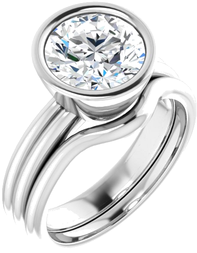 Sužadėtuvių Žiedas „Bezel-Set Solitaire“ 14k white gold Round 8.8mm (6)