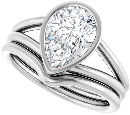 Sužadėtuvių Žiedas „Bezel-Set Solitaire“ 14k white gold Pear 10mm x 7mm (10)