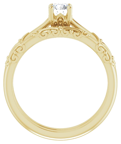 Sužadėtuvių Žiedas „Solitaire Sculptural“ 10k yellow gold Round 4.4mm (7)