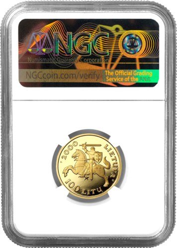 2000 Vytautas the Great Lithuania 100 litas gold coin 2000 Vytautas Didysis Lietuva 100 litų auksinė moneta PF 67 ULTRA CAMEO (2)