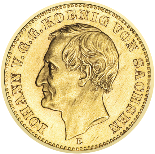 10 марок золотая монета Иоганн I (1872–1873), Королевство Саксония, Германская империя (1)