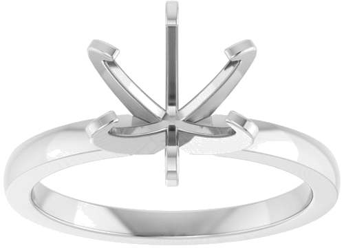 14K White 7.8-8.6 mm Round Solitaire Engagement Ring Mounting (3)