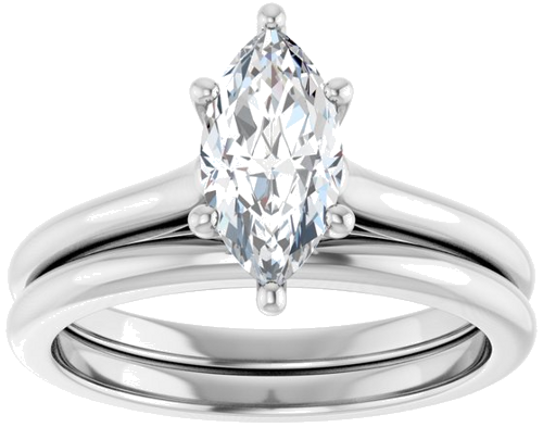 Sužadėtuvių Žiedas „Accented“ 10k white gold Marquise 10mm x 5mm (8)