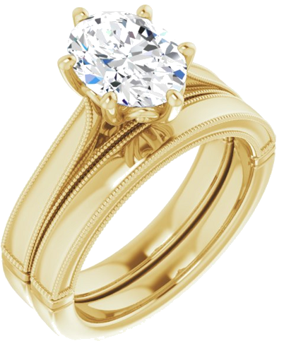 14K Yellow  9x7 mm Oval Solitaire Engagement Ring Mounting (6)