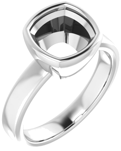 14K White 8 mm Cushion Solitaire Engagement Ring Mounting (1)