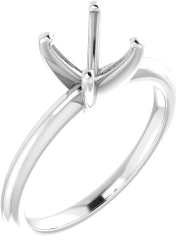 14K White  6 mm Asscher Solitaire Engagement Ring Mounting (1)