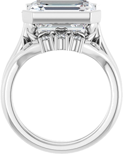 Sužadėtuvių Žiedas „Bezel-Set“ 14k white gold Emerald 12mm x 10mm (7)