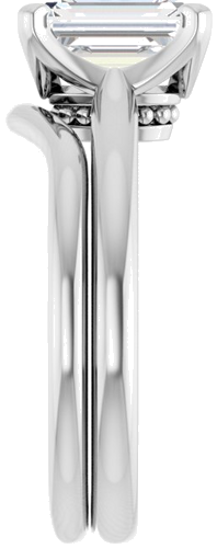 14K White 8x6 mm Emerald Solitaire Engagement Ring Mounting (9)