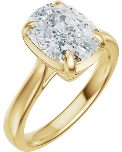 Sužadėtuvių Žiedas „Claw-Prong Solitaire Bezel-Style“ 14k yellow gold Elongated Cushion 10mm x 8mm (1)