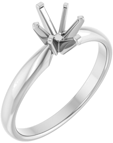 14K White 7 x 5 mm Oval Solitaire Engagement Ring Mounting (1)