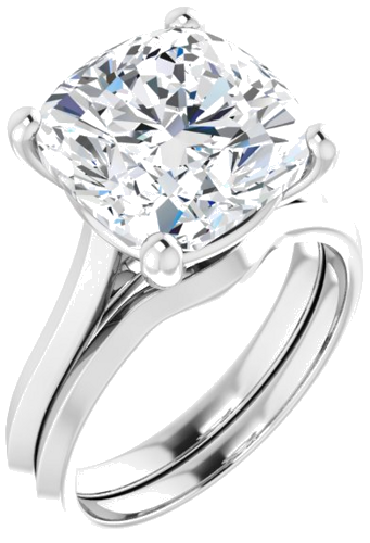Sužadėtuvių Žiedas „Claw-Prong“ 14k white gold Cushion 11mm (6)