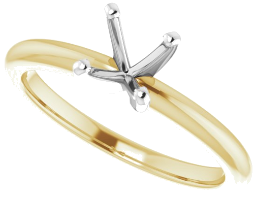 14K Yellow   White  4.5x4.5 mm Square Solitaire Engagement Ring Mounting (5)