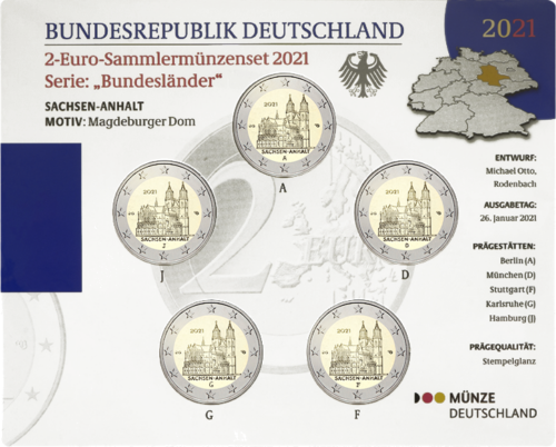 2021 Germany Saxony-Anhalt 2 euro coin set (2)