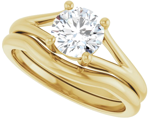 Sužadėtuvių Žiedas „Solitaire Split-Shank“ 14k yellow gold Round 6.5mm (10)