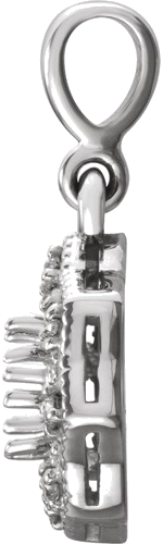 14K White 4.1 mm Round .06 CTW Natural Diamond Semi-Set Pendant (2)