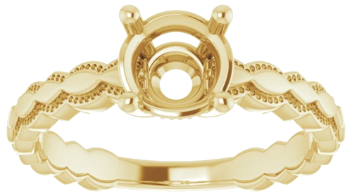 14K Yellow 6.5 mm Round Solitaire Engagement Ring Mounting (3)