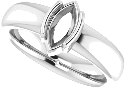 Sužadėtuvių Žiedas „Half Bezel Solitaire“ 585 Baltojo Aukso Marquise 9mm x 4.5mm (5)