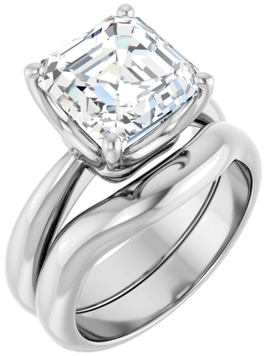 Sužadėtuvių Žiedas „Solitaire Crown-Inspired“ 14k white gold Asscher 9mm (6)