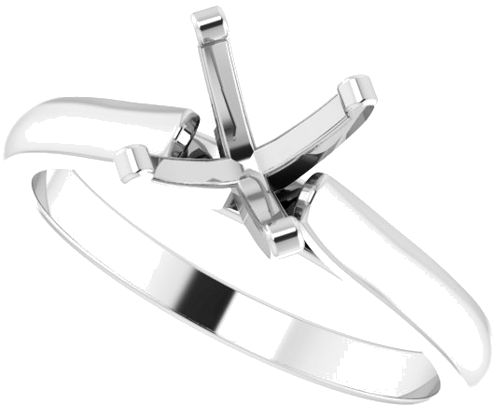 14K White 7 mm Round Solitaire Engagement Ring Mounting (4)