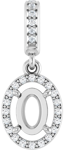 Pakabukas „Accented Halo-Style“ 14k white gold Oval 7mm x 5mm (1)