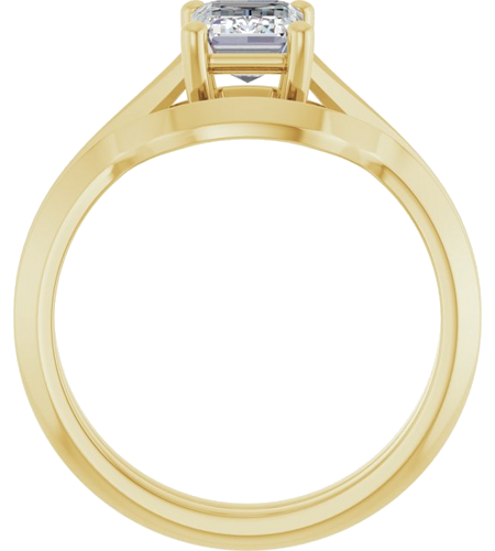 Sužadėtuvių Žiedas „Solitaire Split Shank“ 10k yellow gold Emerald 7mm x 5mm (7)