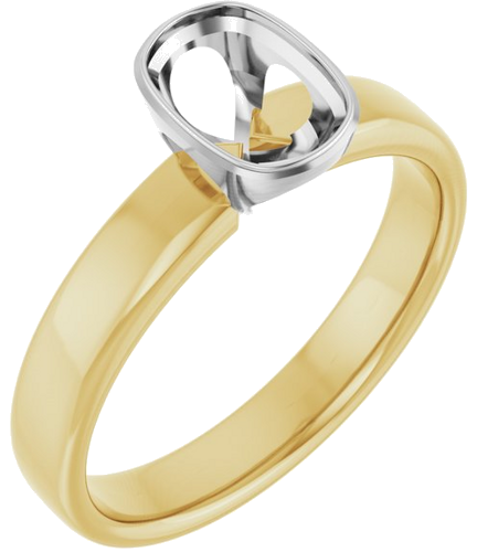 Sužadėtuvių Žiedas „Bezel-Set Solitaire“ 14k yellow/white gold Elongated Cushion 7mm x 5mm (1)