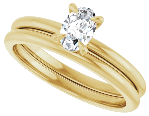 Sužadėtuvių Žiedas „Solitaire“ 10k yellow gold Oval 6mm x 4mm (10)